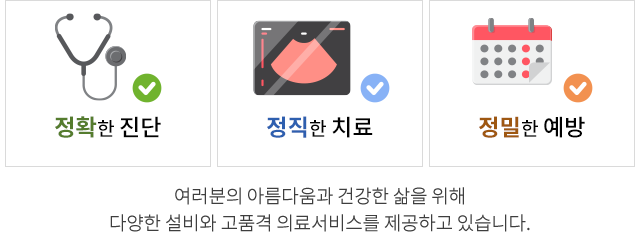정확한 진단 / 정직한 치료 / 정밀한 예방